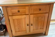 Solid Ash sideboard with toughened glass top