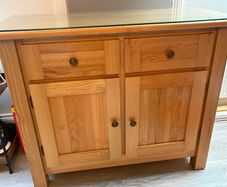 Solid Ash sideboard with toughened glass top