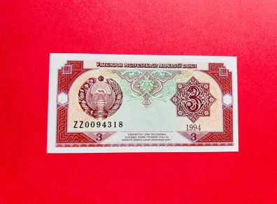 Uzbekistan  3 Sum  1994  Replacement  Zz  Pick  74ar  ( Uncirculated )