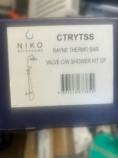 Niko Bathrooms Rayne Thermo Bar Valve C/w Shower Kit Cp