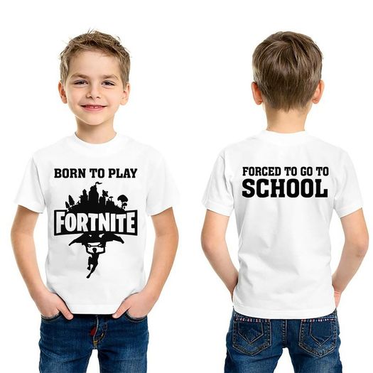 Born to play Fortnite forced go to school funny t-shirts for kids fortnite game t-shirt tee top shirt