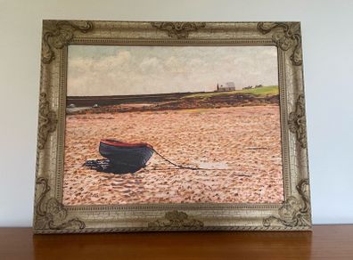 Vintage signed oil painting Millisle beach CO Down