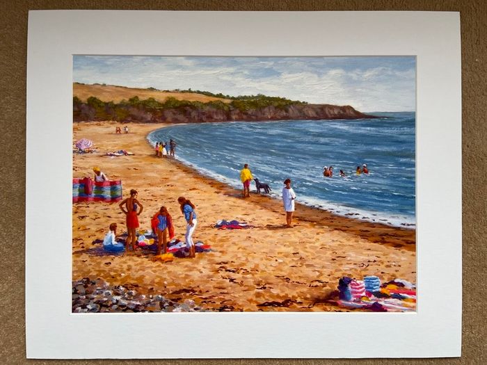 Print of an Oil Painting by Irish Artist Anna O'Hara | Ardmore Beach Landscape