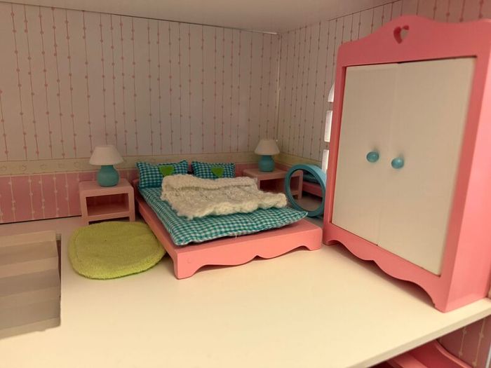 Wooden Dolls House, Car and Playground Set