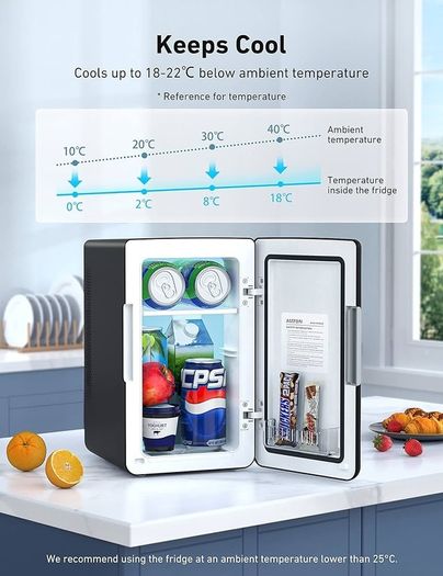 FREE P&P Mini Fridge 6 Litre / 8 Can | Cooler and Warmer | AC/DC | Small Fridge for Bedrooms, Car, Drinks, Beauty, Skincare, Travel