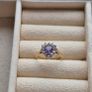 Ring 9k 375 Gold heart/shaped  with purple amethyst and CZ stones  size L Image 6