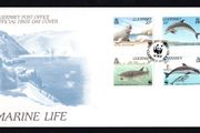 1990 Guernsey World Wildlife Fund (WWF): Marine Life Commemorative Stamps First Day Cover (FDC)
