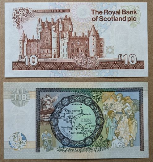 SCOTLAND - Set of 2 Banknotes: 10 Pounds 2006 2007 P 26 P 353b (aUNC)