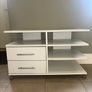White TV unit with 2 drawers & Shelves Image 2