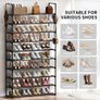 Metal Shoe Rack, 10 Tier Shoe Storage Organizer with Hooks,Fit 40-45Pairs Shoes,Metal Tall Shoe Shelf for Closet,Entryway,Garage,Bedroom,Cloakroom Image 5