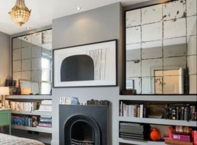 Oversized Distressed Tiled Mirror