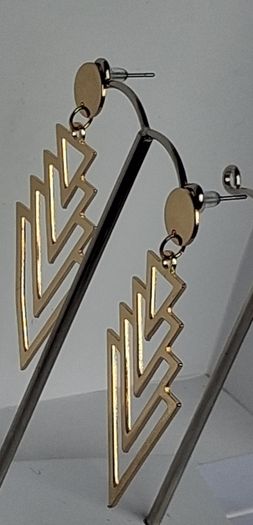 Gold Chevron Geo Hollow Out Earrings