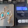 Sterling Silver Art Deco style Turquoise and Zircon Drop Earrings. (Bargain) Image 6