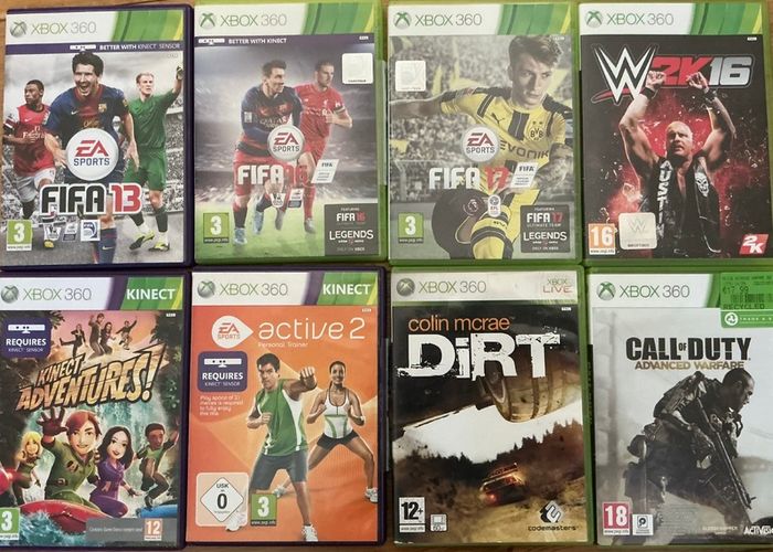 Xbox 360 Slim, 3 Controllers, 1 Kinect Sensor and 8 games, (Dublin)