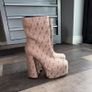 River Island Beige/Gold Monogram Platform Ankle Boots UK 5 / EU 38 Image 2