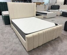 Indiana Panel Wingback Bed Frame With Mattress Opt