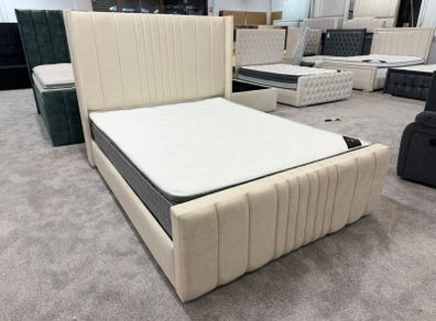 Indiana Panel Wingback Bed Frame With Mattress Opt