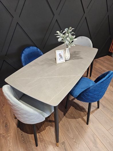 Stone/Ceramics Dining Table with Gold Ends