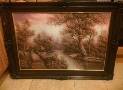 Large aryclic painting on canvas signed