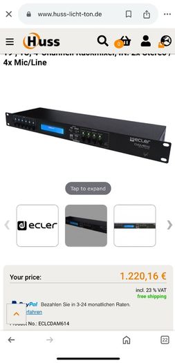 Ecler DAM614 RS232 Digital Mixer