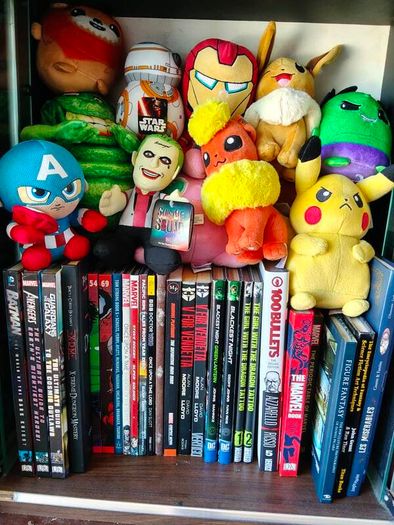 action figure, graphic novel, toys,books, VHS massive collection