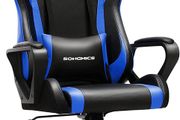 Gaming Chair, Desk Chair, Computer Chair, Office Chair, Removable Headrest, Lumbar Cushion, Height-Adjustable, Rocker Function, Maximum Load 150 kg, Ergonomic, Black-Blue