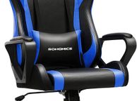 main image for ad Gaming Chair, Desk Chair, Computer Chair, Office Chair, Removable Headrest, Lumbar Cushion, Height-Adjustable, Rocker Function, Maximum Load 150 kg, Ergonomic, Black-Blue