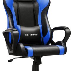 Gaming Chair, Desk Chair, Computer Chair, Office Chair, Removable Headrest, Lumbar Cushion, Height-Adjustable, Rocker Function, Maximum Load 150 kg, Ergonomic, Black-Blue