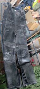 Ladies leather one piece biker suit dungarees