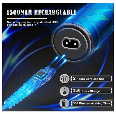 Hair Clippers Beard Trimmer for Men, Professional Cordless Hair Trimmer T-Bladeds Outliner Grooming Baldheaded Shaver with 1500mAh Battery and 180 Mins Working Time