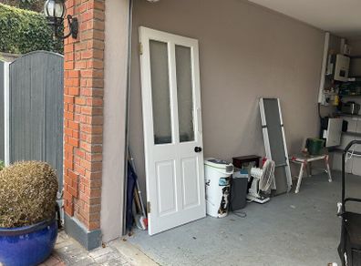 Glazed door complete with hinges lock