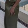 Pretty Lavish Olive Green Satin Halter Neck Maxi Dress Image 2