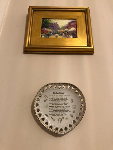 Vintage Heart-Shaped "Kitchen Prayer" Wall Hanging Ceramic Plate - Reticulated Hearts