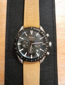 BiDen Chronograph Tachymetre Watch. Brand New. Men's Watch Big Dial Date 30M Waterproof Chronograph Movement Quartz Stainless Steel/Leather/Rubber Strap