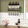 Wall Mounted Rustic Wood Wine Storage Rack with Metal Glass Holder, Holds 6 bottles, 5 Glasses, Decorative for Home Bar, Dining Room, Kitchen - MK566A Image 2