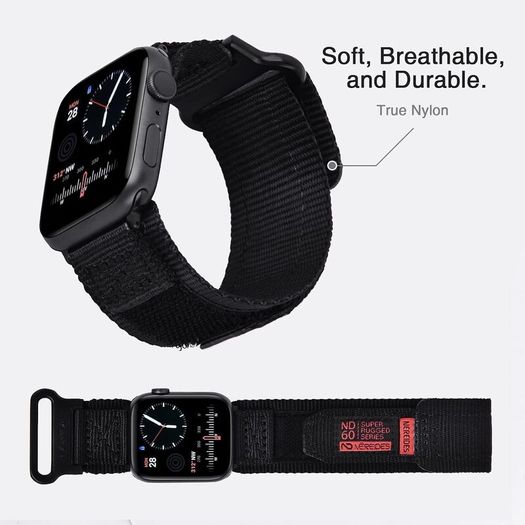 Nereides Compatible with Apple Watch Straps Series 11 10 9 8 7 6 5 4 SE 3/2/1 Ultra 3/2/1, Nylon Sport Replacement Band for iWatch Strap 46mm 45mm 44mm 49mm (L, Black)
