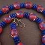 Vintage Venetian Style Floral Glass And tire Shape Blue Glass Beads Necklace Image 6