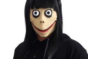 Momo Halloween scary latex mask with hair.