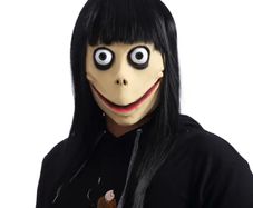 Momo Halloween scary latex mask with hair.
