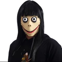 Momo Halloween scary latex mask with hair.