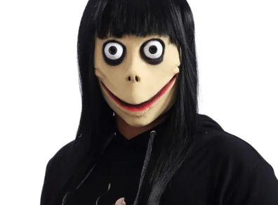 Momo Halloween scary latex mask with hair.