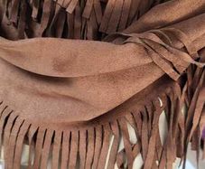 Brown Fringe Suedette Wrap Scarf