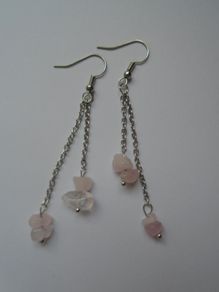 Handmade earrings, Drop earrings, Jewellery, gift. Rose Quartz earrings