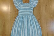 Dunnes Stores white/blue stripped dress (5-6y)