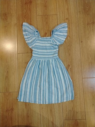 Dunnes Stores white/blue stripped dress (5-6y)