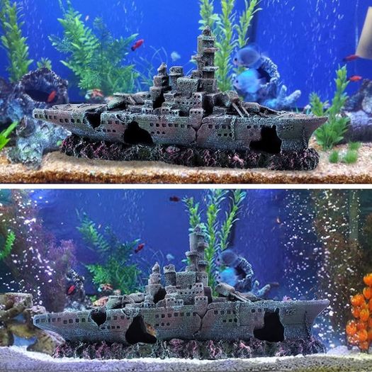 NEW SALE | Shipwreck Aquarium Ornament Resin Sunk Ship Decor Decoration for Small Betta Fish Tank