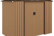 Outdoor Storage Shed, 7ft x 4ft, Large Patio Roofed Tool Metal Storage Building Foundation Sheds Box Outdoor Furniture