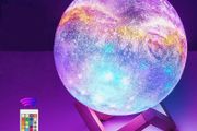 18cm/7.1 inch Moon Lamp Large,OxyLED 3D Print LED Starry Sky Moon Light with Stand Remote Touch Control and USB Rechargeable,Dimmable Light for Kids Lover Friends Birthday Christmas Gifts