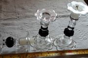 three glass with black candle holder