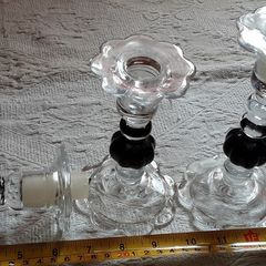 three glass with black candle holder
